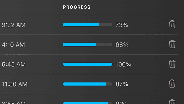 Teacher dashboard showing student progress percentages