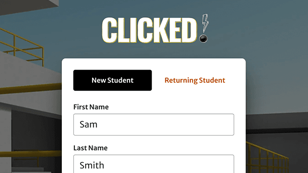 Students register with their name to join the course